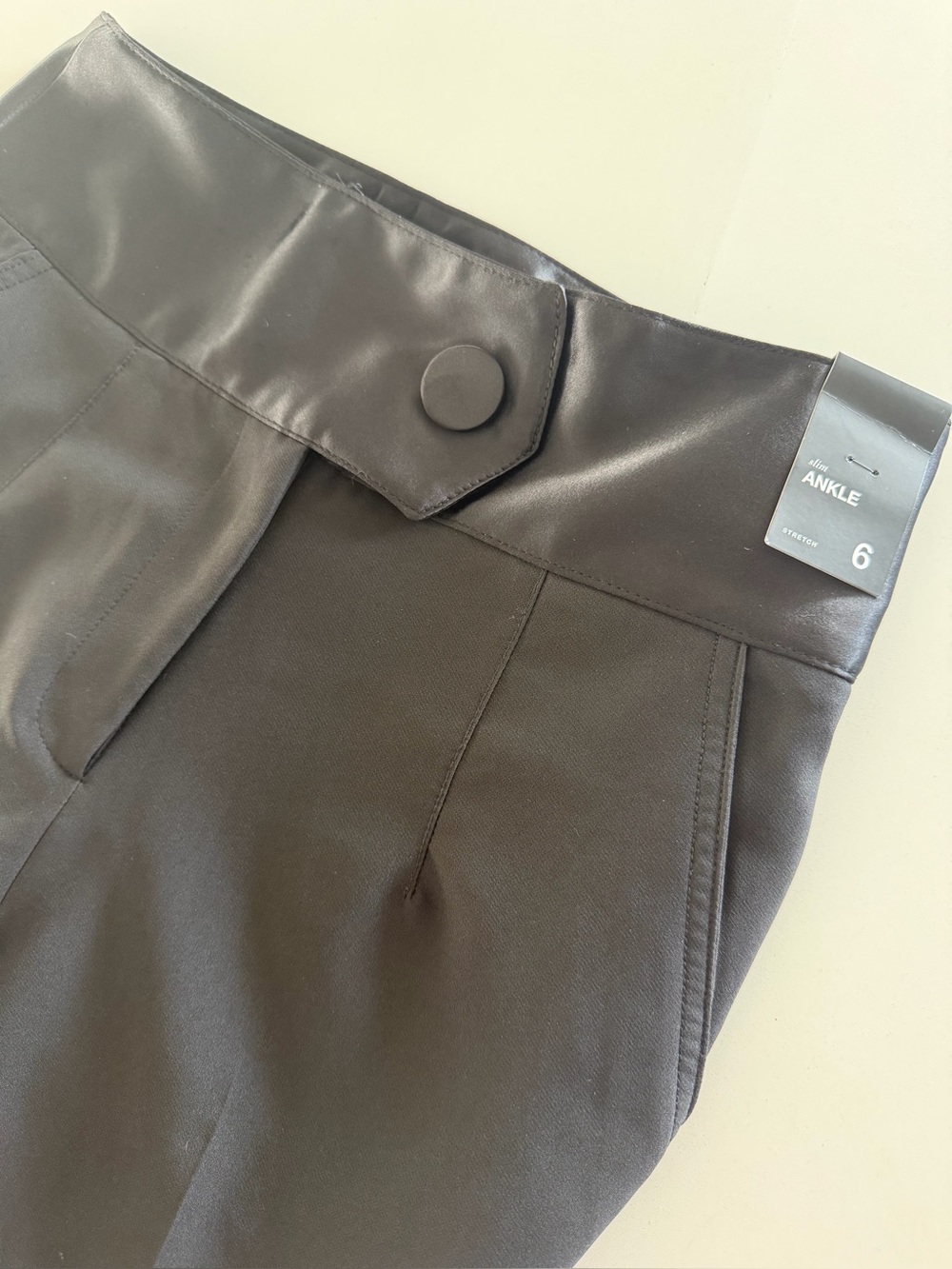 New York and Company Pants Pants in Black with Satin Snap Waist